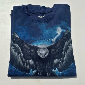 Navy blue eagle print graphic long sleeve